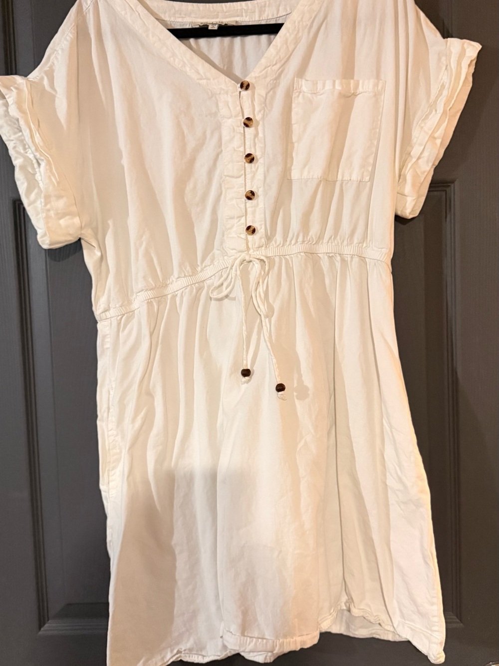 White Button-Front Tunic Dress